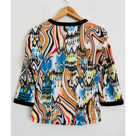 Joseph Ribkoff Ikat Geometric Jacket Size 10 Multicolor - Picture 2 of 8